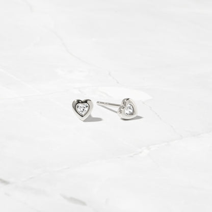 Bezel Heart Studs