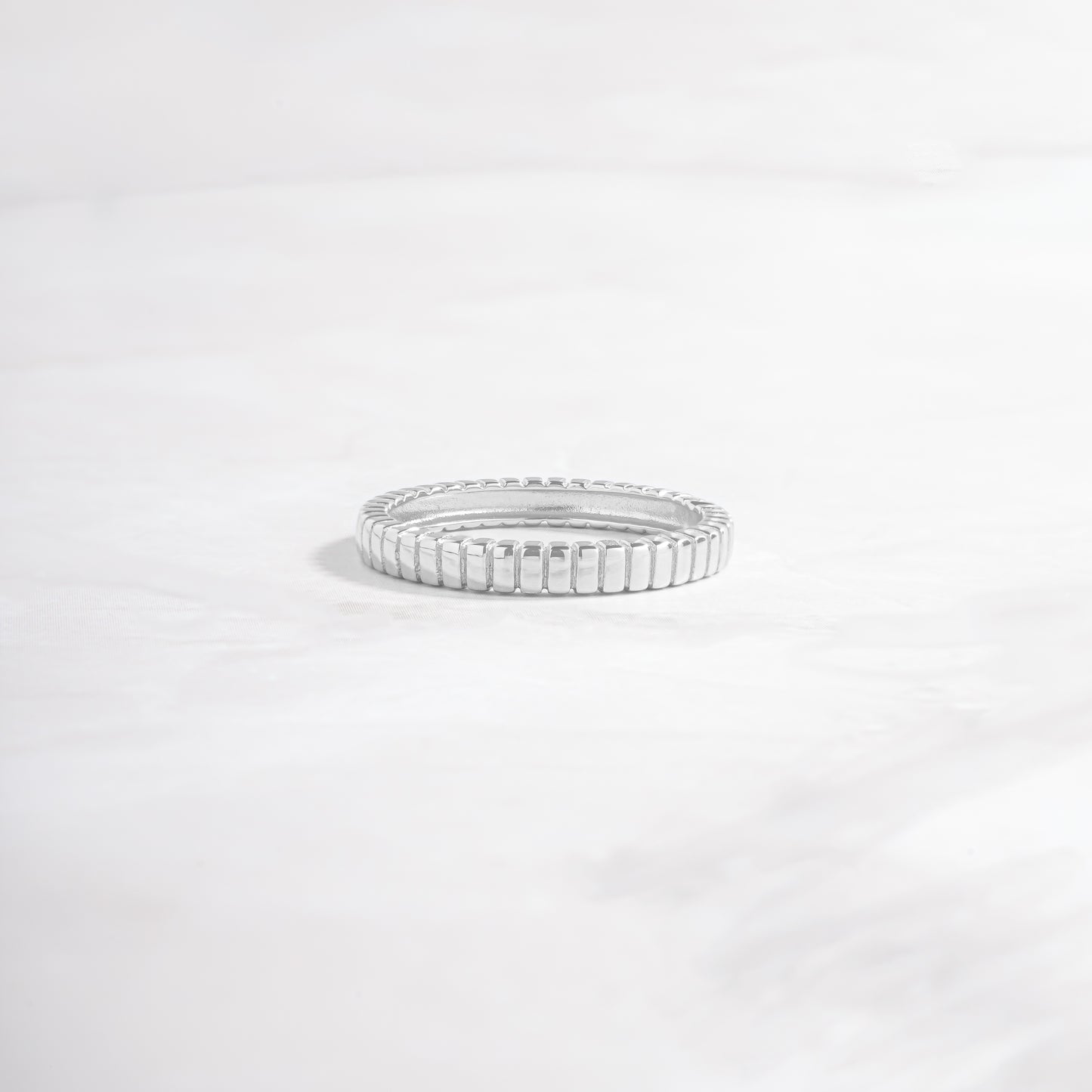 dainty silver textured stacking ring