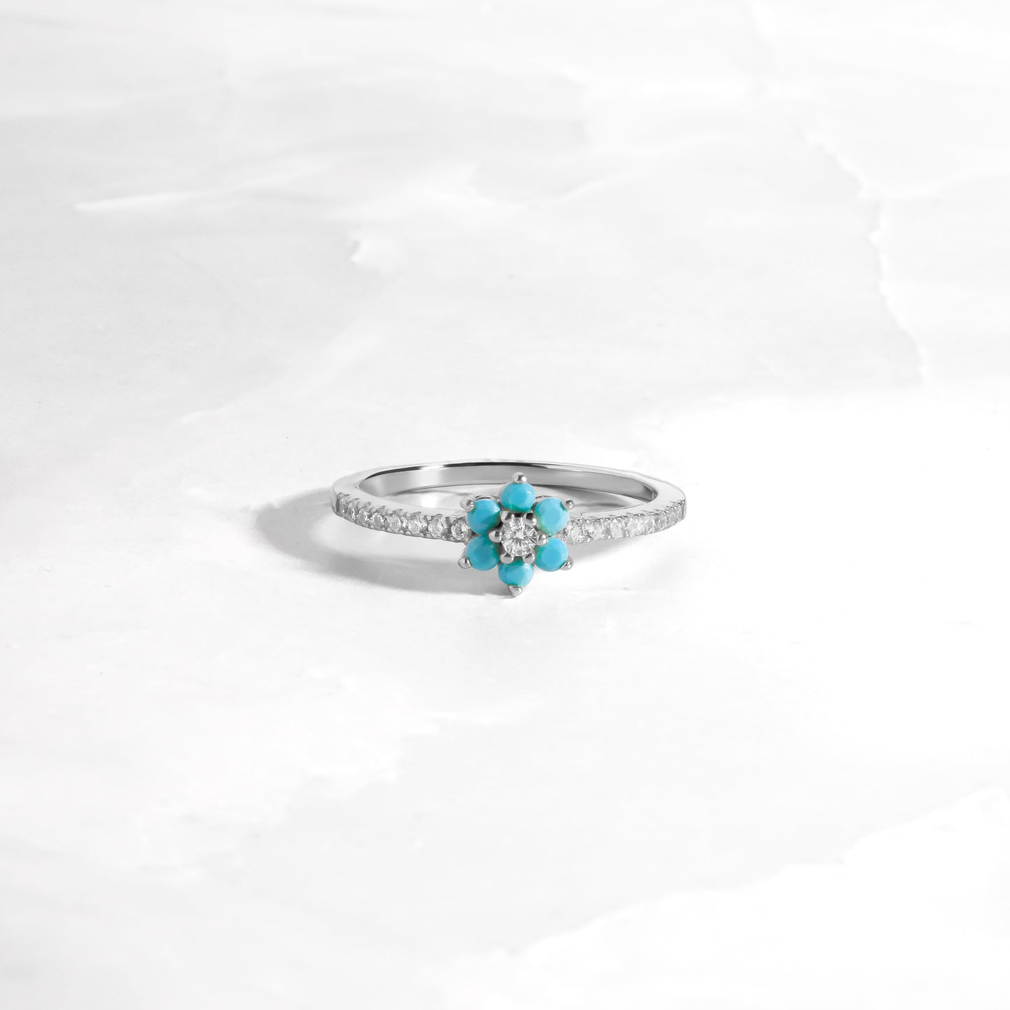 silver turquoise dainty ring