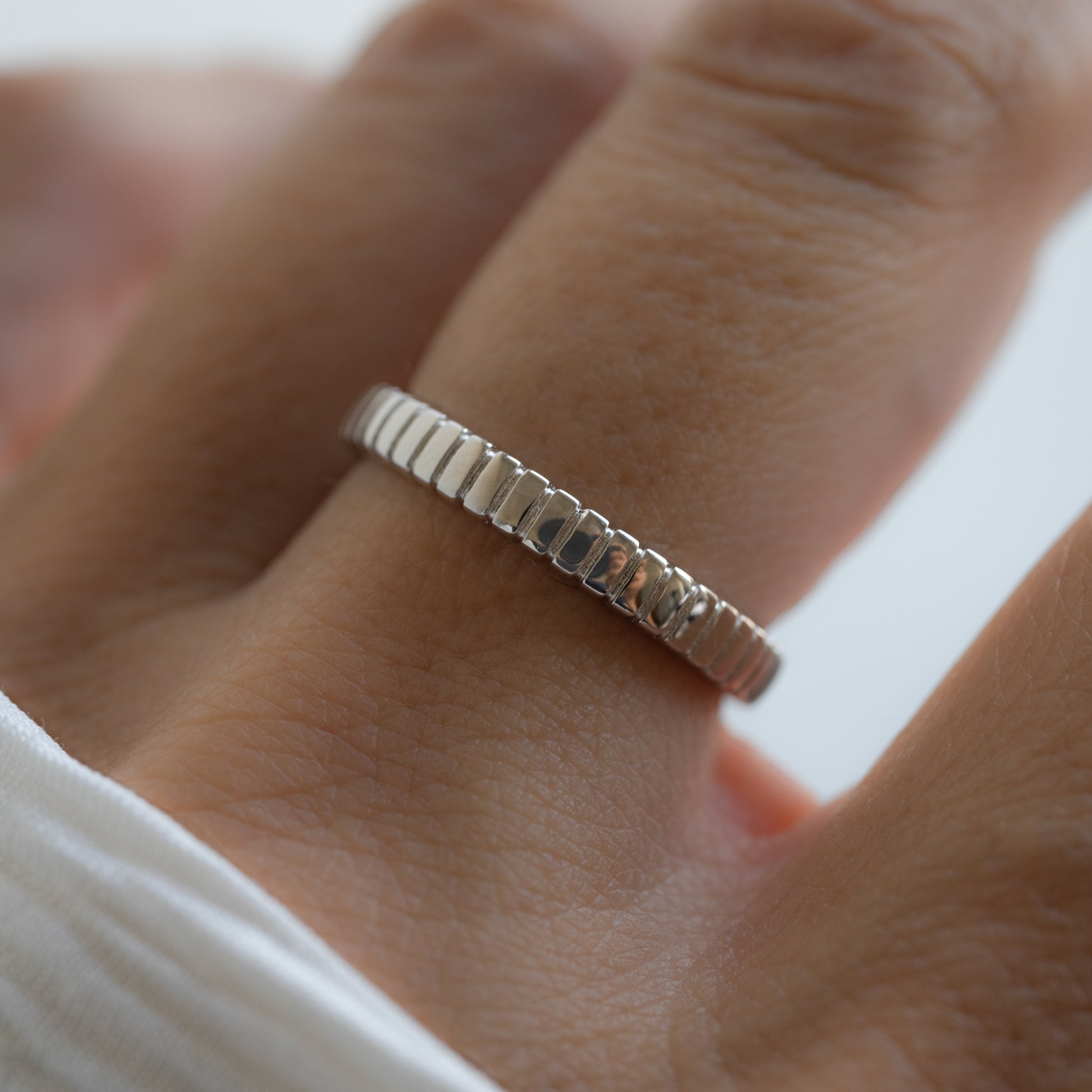 minimalist silver textured ring