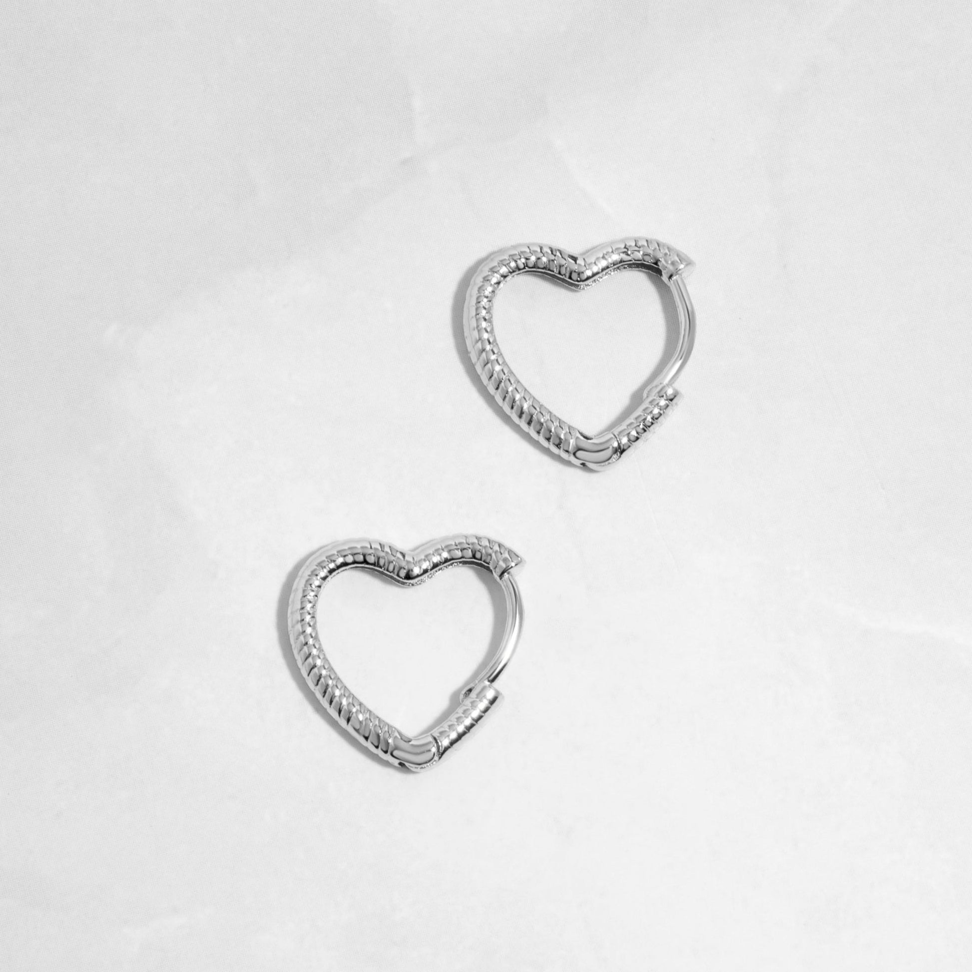 Sterling Silver Heart Shaped Hoop Earrings for Her