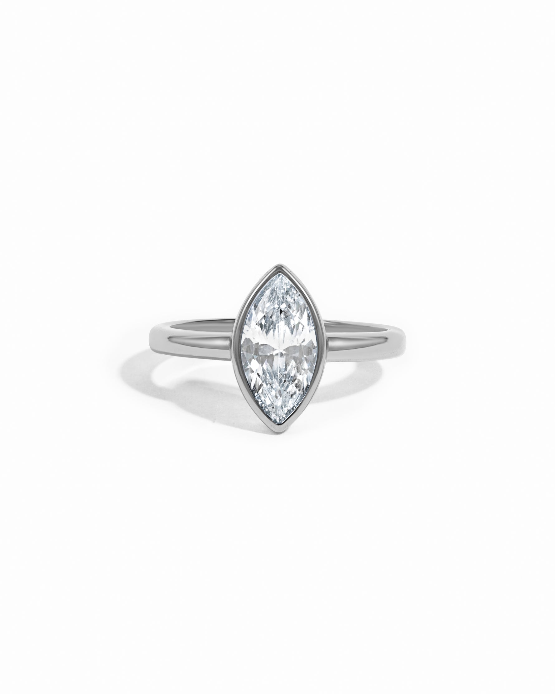 Sterling silver Bezel Marquise Ring by Sami Jewels featuring a marquise-shaped gemstone setting.