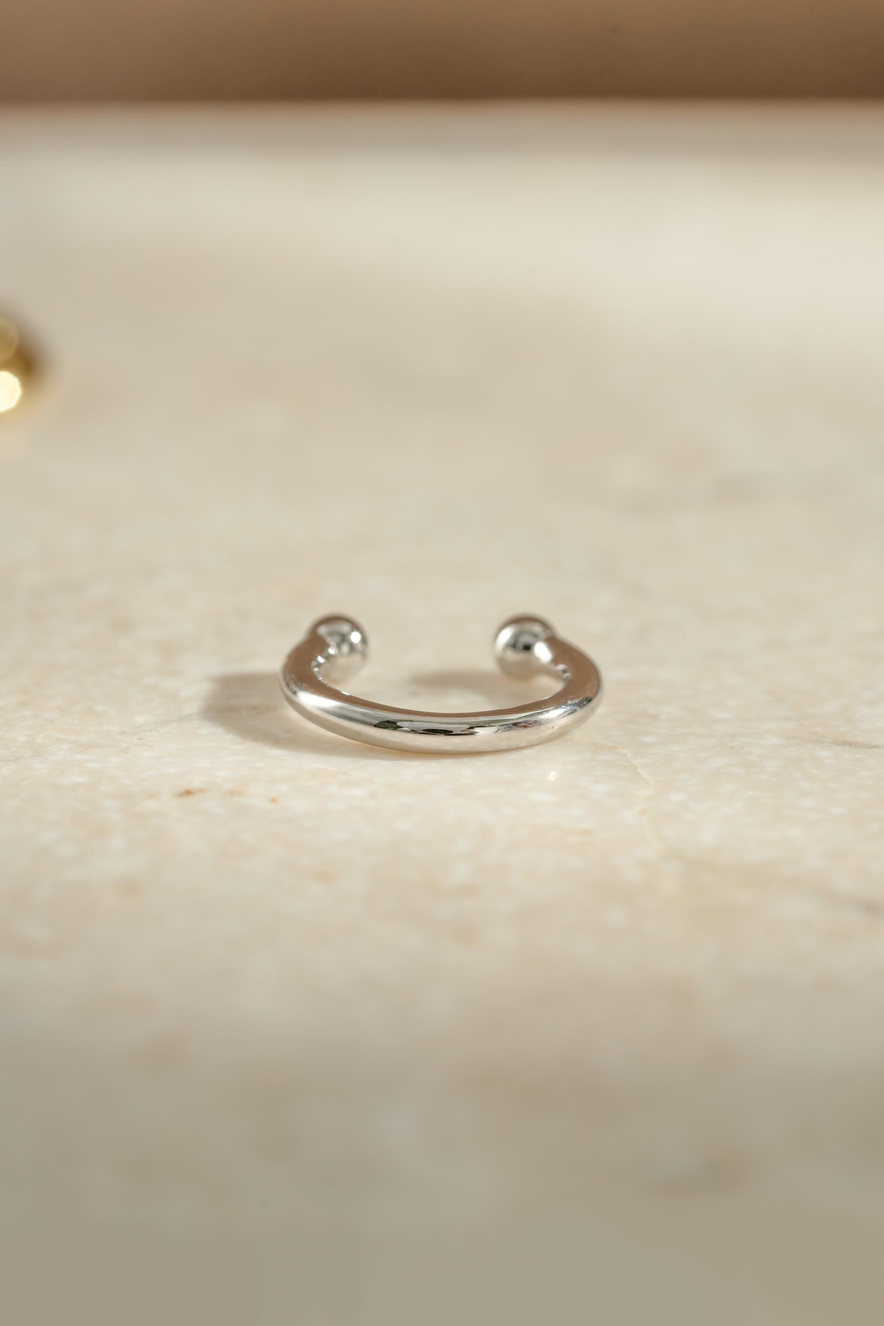 sterling silver simple plain ear cuff closeup