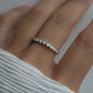 model wearing dainty sterling silver cz fluted stacking ring