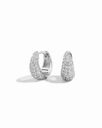 Sterling Silver Small Diamond Hoop Earrings on white background