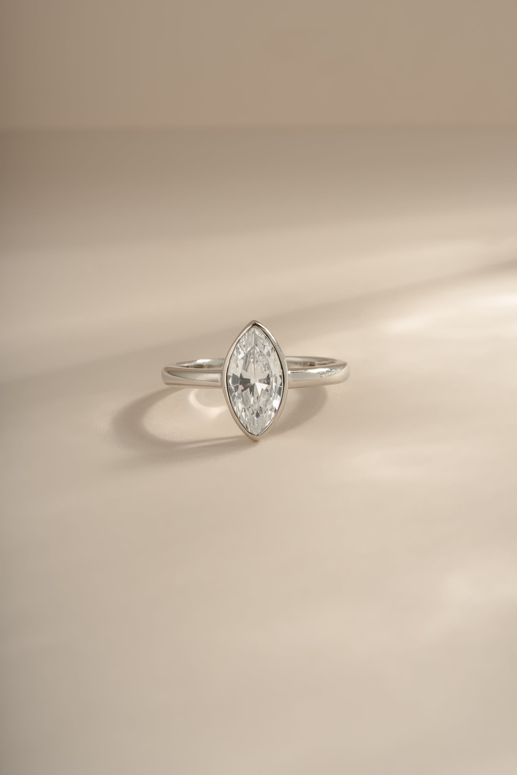 Sterling silver Bezel Marquise Ring by Sami Jewels featuring a marquise-shaped gemstone setting.