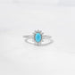 silver turquoise ring with cz stones