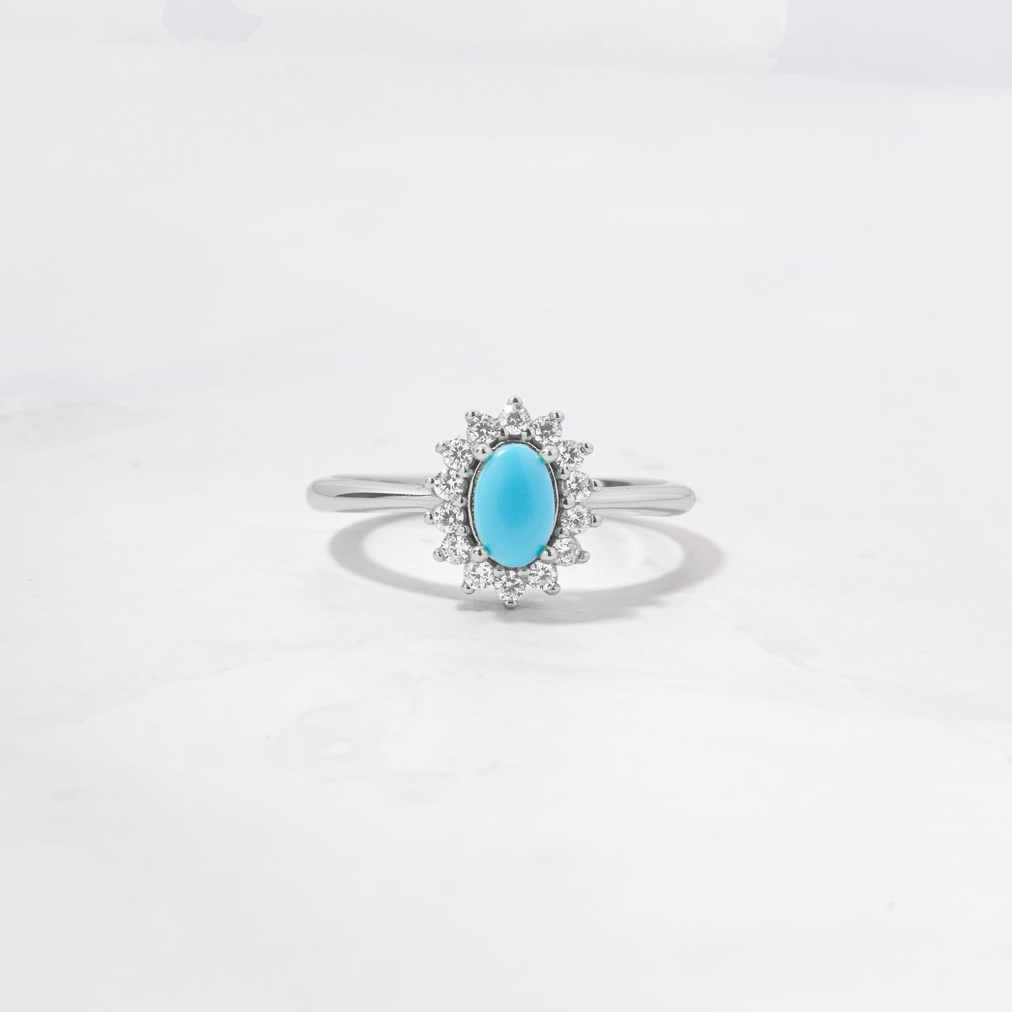 silver turquoise ring with cz stones