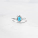 silver turquoise ring with cz stones