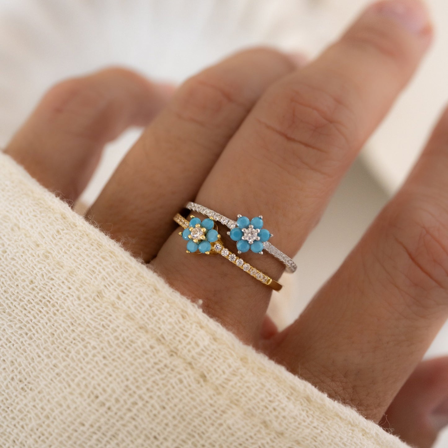 flower turquoise ring