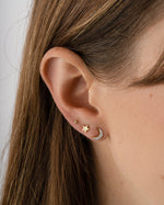 Gold studded moon earrings by Sami Jewels, featuring small crescent moon designs with embedded studs, perfect for everyday wear