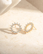Gold 15mm Sunburst Stud Earrings by Sami Jewels, featuring radiant sunburst design perfect for everyday wear
