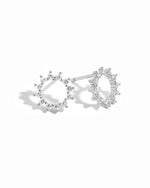 Sterling silver 15mm Sunburst Stud Earrings by Sami Jewels on a white background.