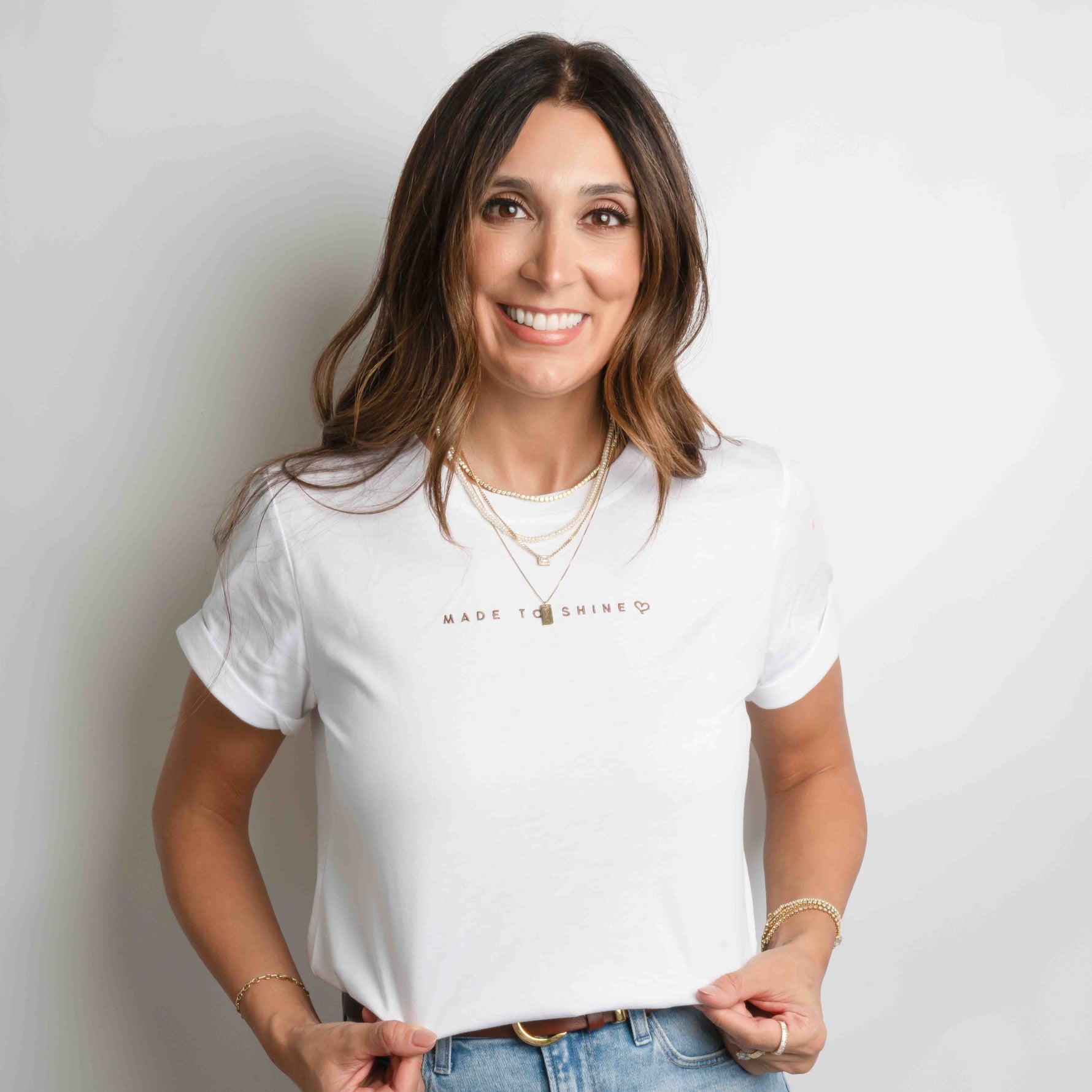 Model wearing personalized tshirt