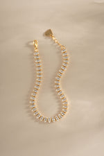 Gold Sami Jewels Marquise Tennis Bracelet with sparkling stones and extension chain for a stylish and elegant look.
