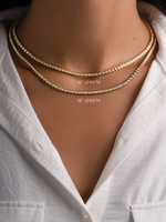 Sami Jewels Chloe Tennis Necklace in gold, 16-18 inch length, with sparkling chain and secure clasp, displayed against a neutral background.