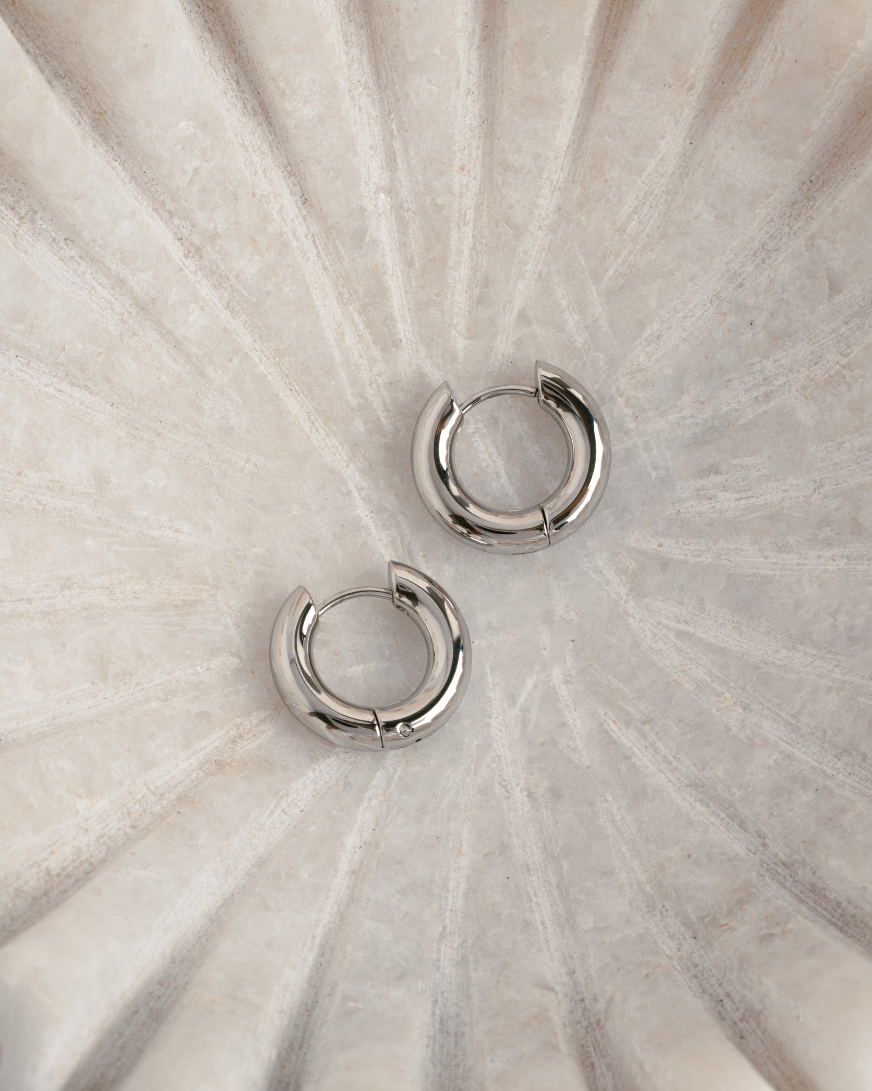 Sami Jewels SS Hoops earrings, thick silver stainless steel huggie hoops, waterproof and stylish for everyday wear