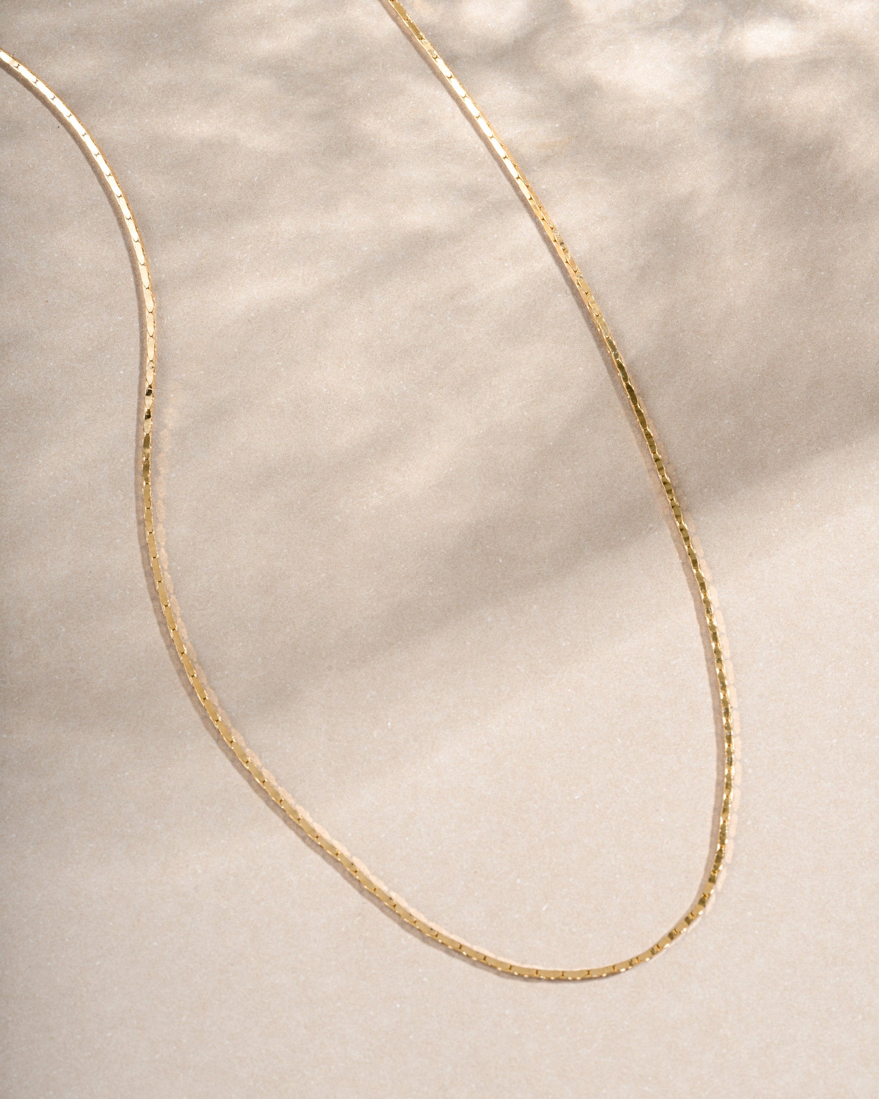 Gold thin chain necklace from Sami Jewels, close-up view showcasing delicate and sleek jewelry design.