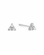Sterling silver Tiny CZ 3 Stone Stud Earrings by Sami Jewels with sparkling white cubic zirconia stones.