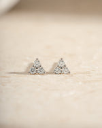 Sterling silver Tiny CZ 3 Stone Stud Earrings by Sami Jewels featuring sparkling cubic zirconia stones in a classic design