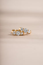 gold three stone huggie earring