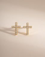 Gold Tiny Cross Stud Earrings by Sami Jewels, small cross-shaped stud earrings for a subtle, stylish jewelry look.