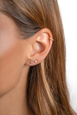 Gold Tiny Flower Stud Earrings by Sami Jewels, close-up of delicate flower design on small, elegant earrings.