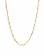 Gold Tiny Link Paperclip Necklace by Sami Jewels, showcasing a sleek, minimalist paperclip chain on a white background.