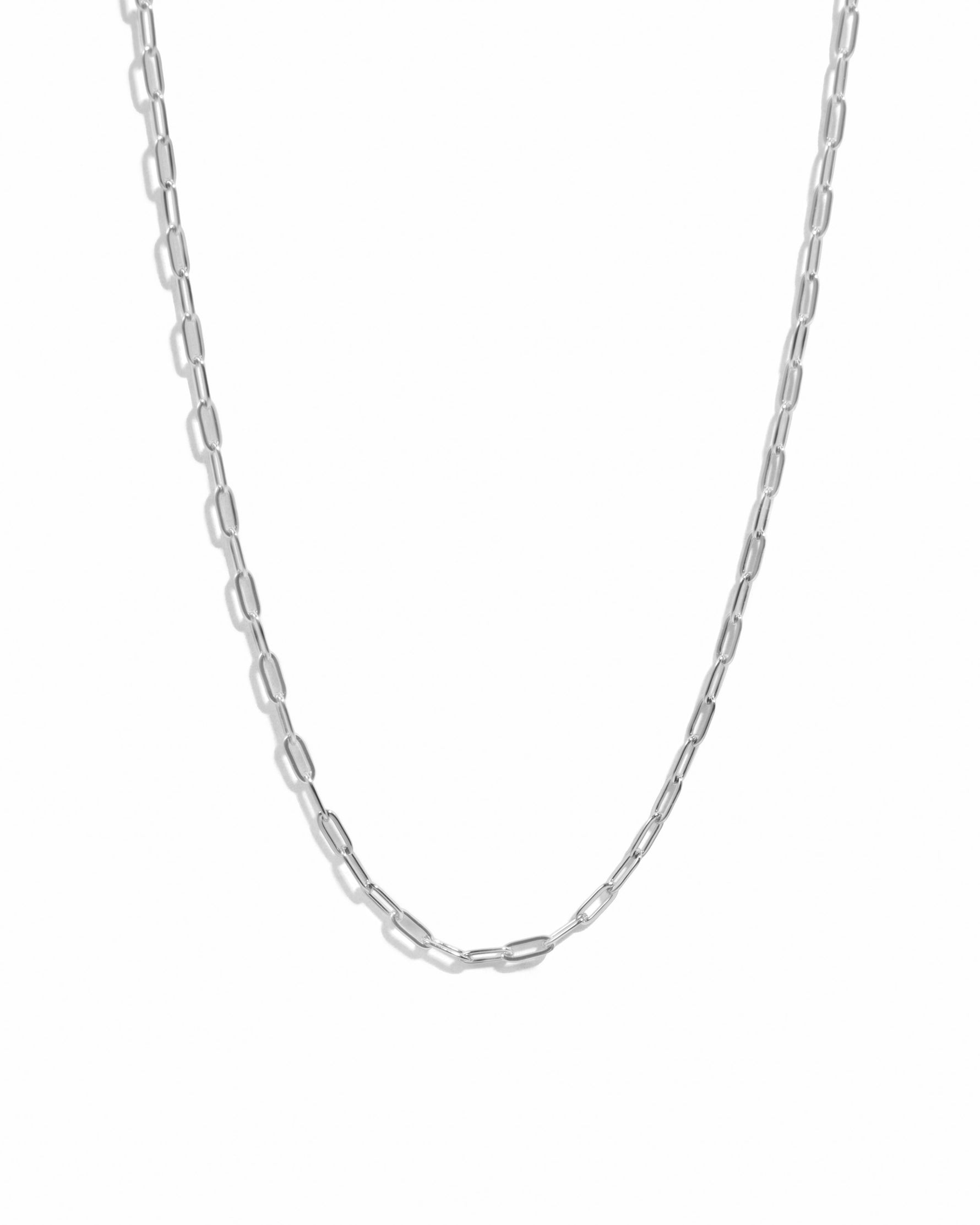 Sterling silver Tiny Link Paperclip Necklace by Sami Jewels featuring a sleek, modern paperclip chain design.