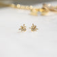 closeup image of gold dainty stud earrings 