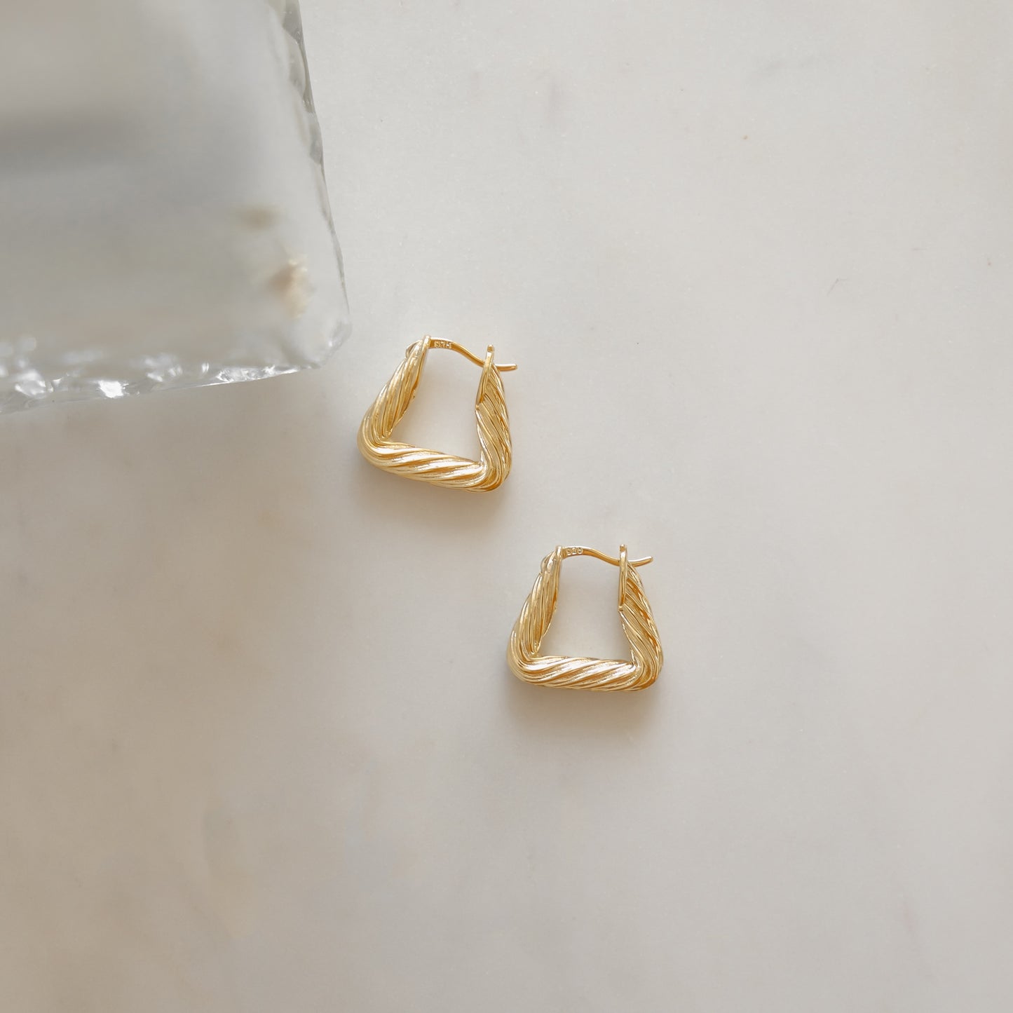 14k gold chunky triangle hoop earrings