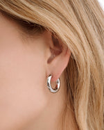 Silver stainless steel SS Thick Tube Hoop Earrings by Sami Jewels, featuring bold, waterproof hoop design.