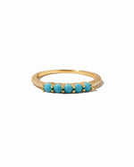 Gold 5-stone ring featuring turquoise gemstones from Sami Jewels, displayed on a white background.