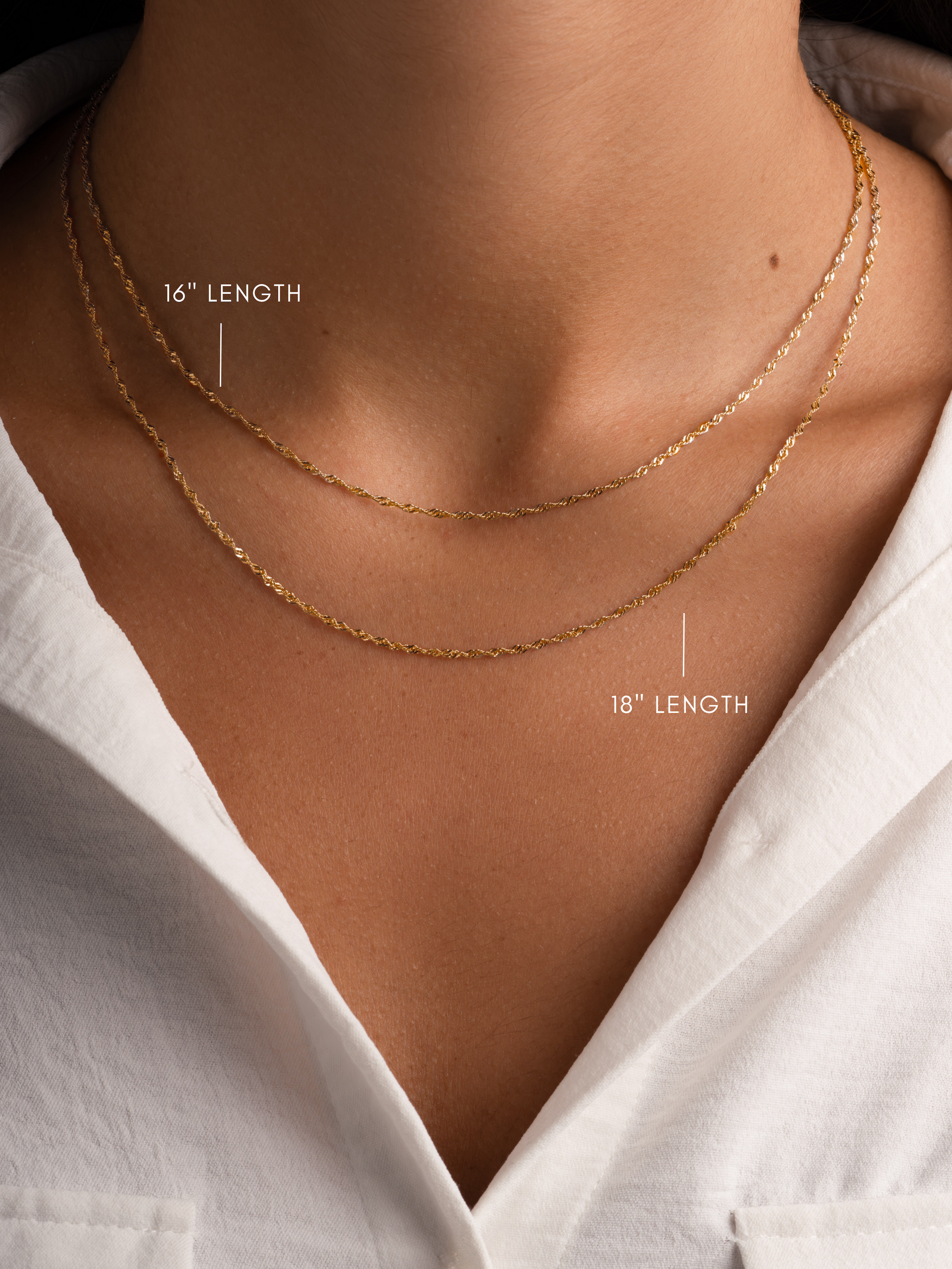 Gold thin twisted chain necklace from Sami Jewels, showcasing its delicate and elegant design.
