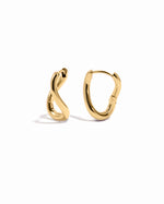 Gold stainless steel SS twisted oval hoop earrings by Sami Jewels, showcasing a sleek, waterproof design.