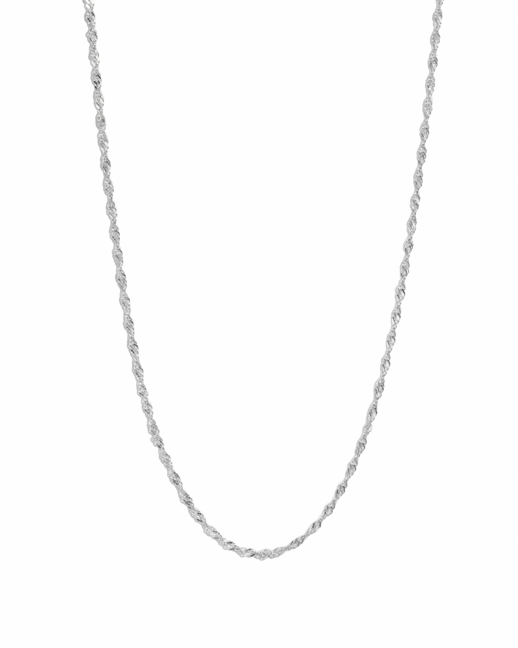 Sterling silver Thin Twisted Chain Necklace by Sami Jewels, showcasing a delicate twisted rope design against a white background.
