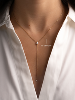 dainty pear lariat necklace