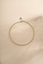 Yellow diamond tennis anklet by Sami Jewels featuring sterling silver design with sparkling yellow diamonds.