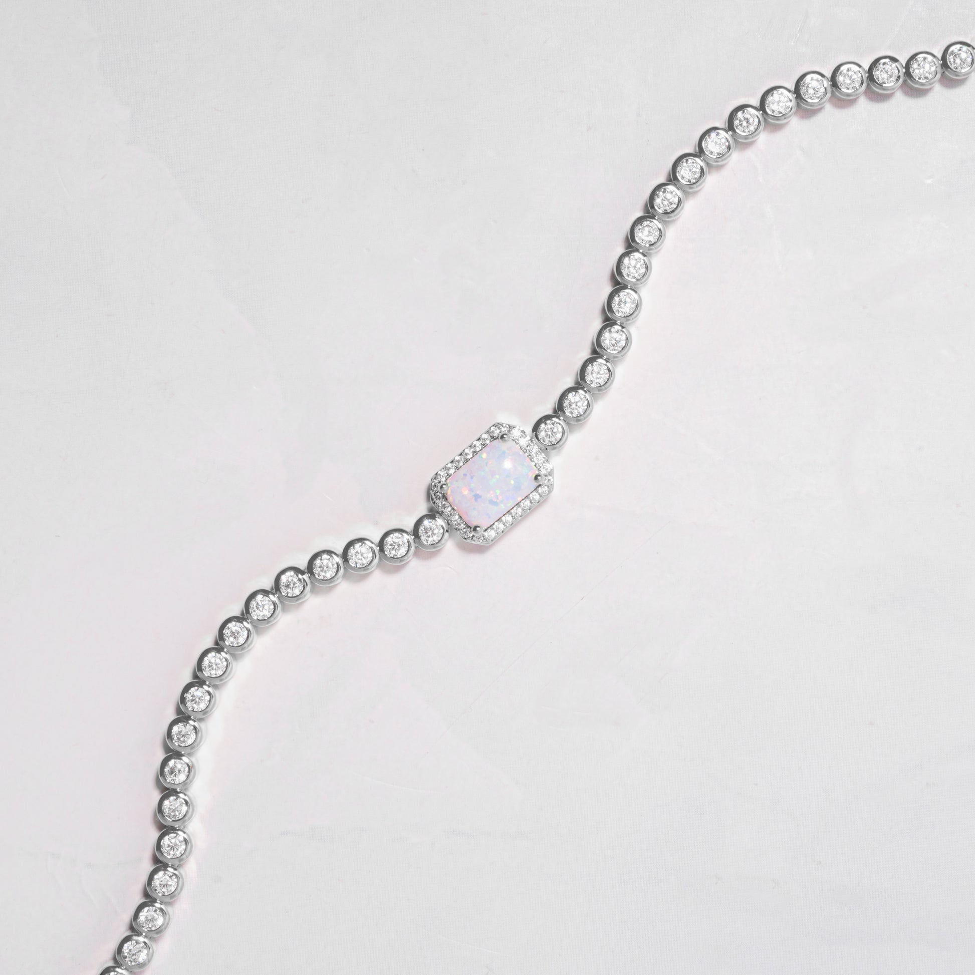 opal and diamond silver tennis bracelet