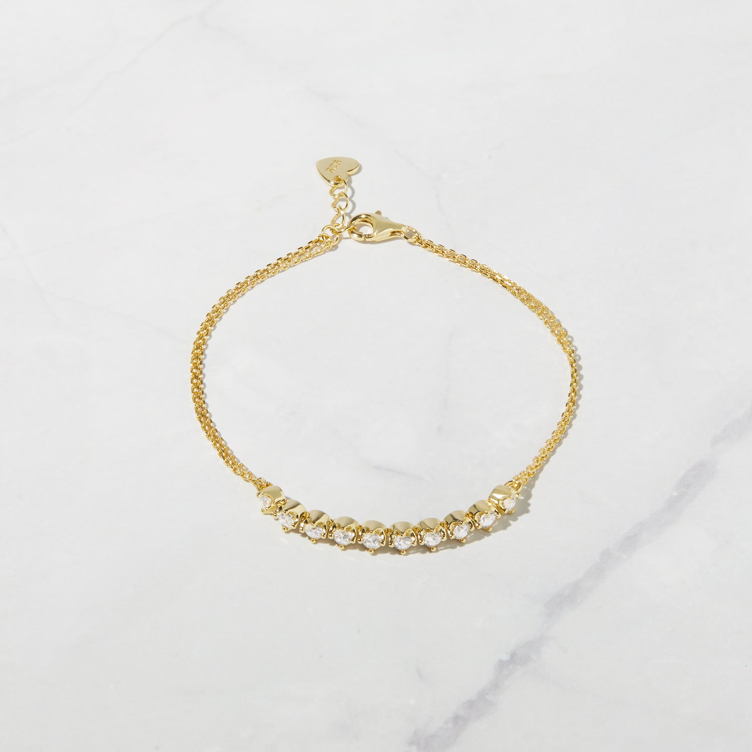 Bezel Double Chain Bracelet