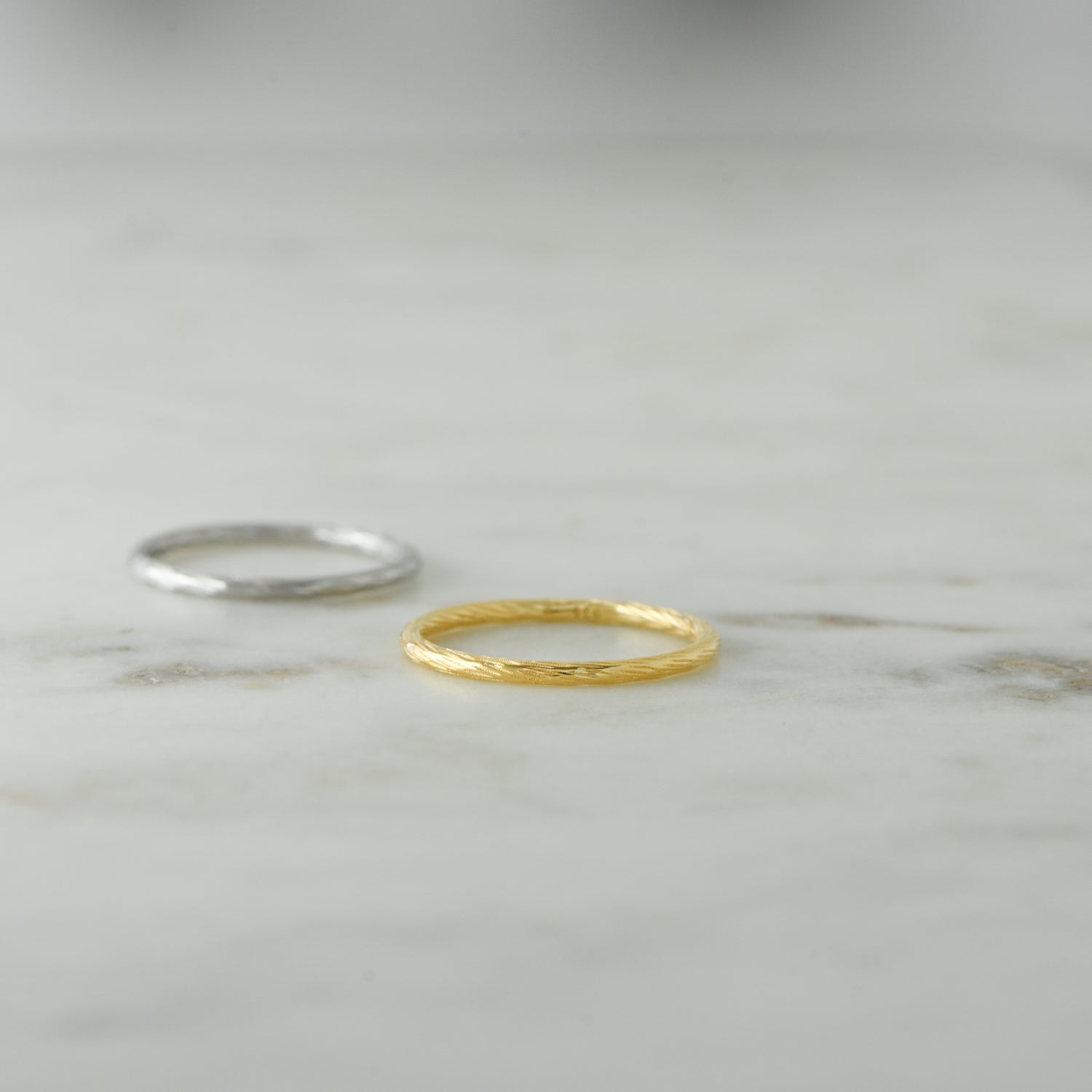 Textured stacking ring from Sami Jewels, featuring a stylish band with intricate surface detail, perfect for layered jewelry looks.