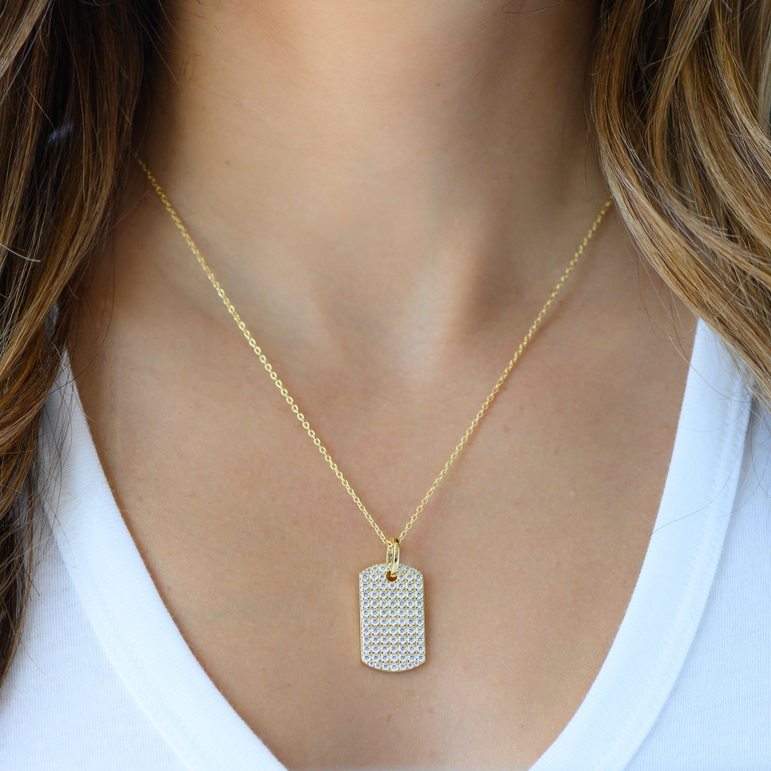 Pavé Dog Tag Necklace