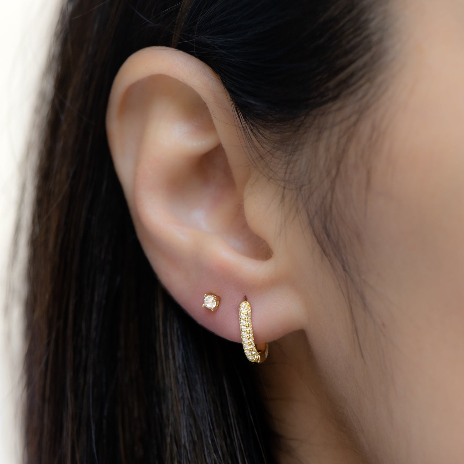 Oval Pavé Huggies