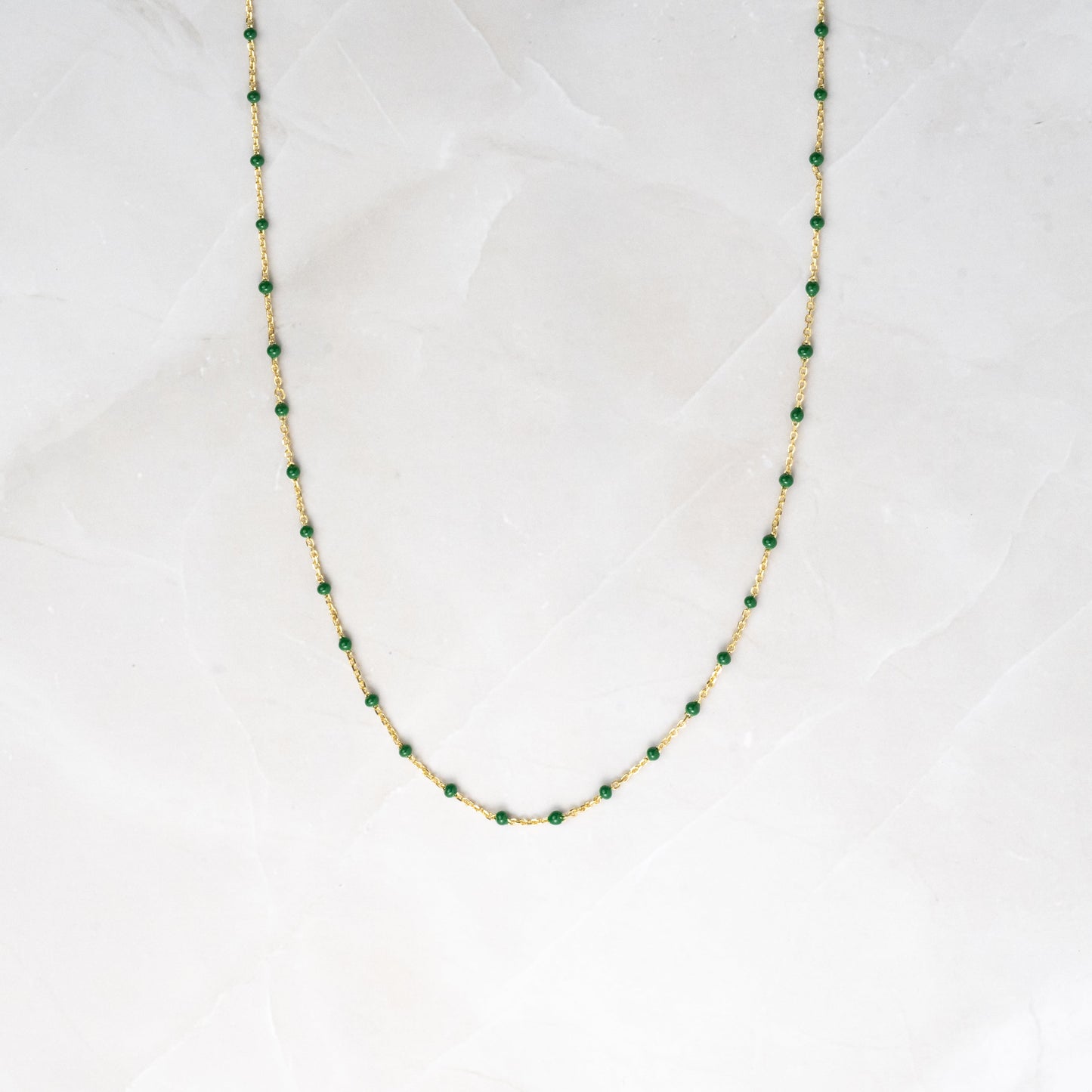 Green Enamel Beaded Necklace