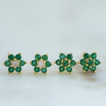 Emerald Flower Studs