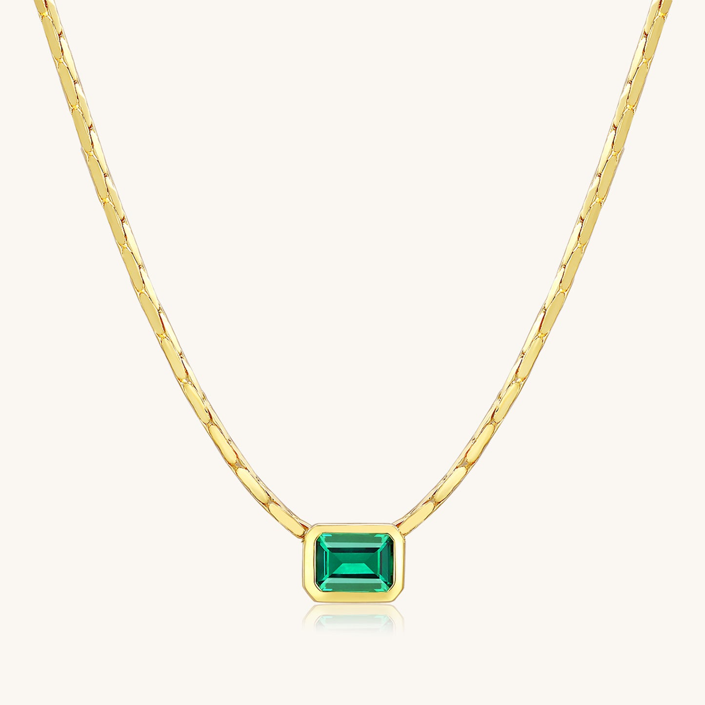 Emerald Baguette Bezel Statement Necklace