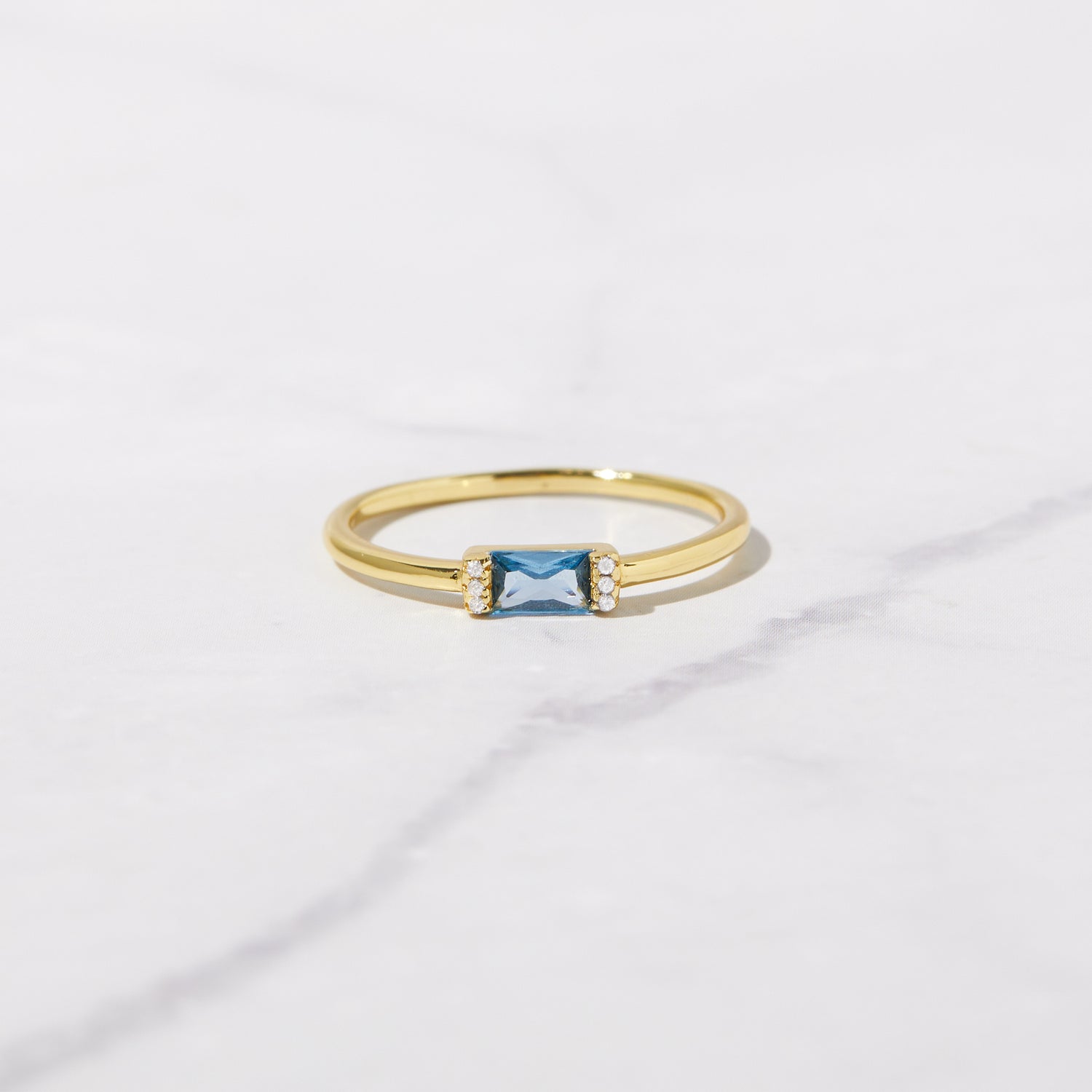 Aquamarine Simple Baguette Ring