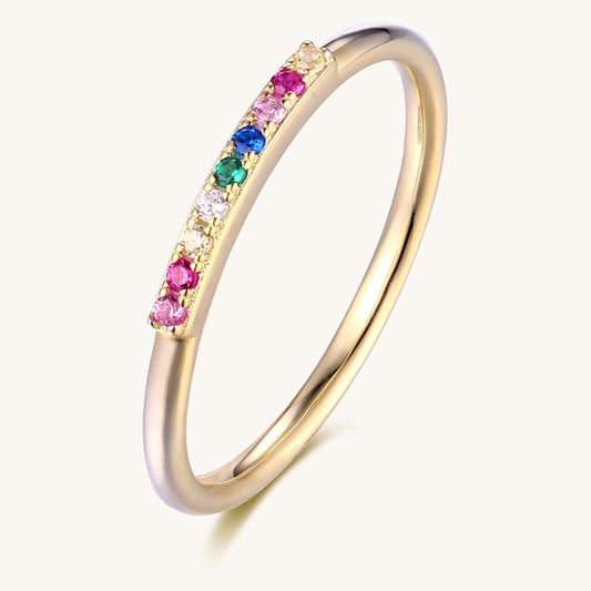 Half Pave Rainbow Ring