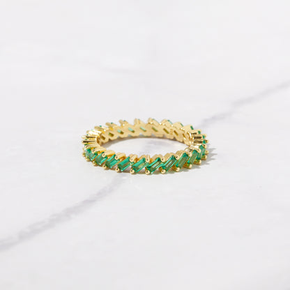 Slanted Emerald Baguette Eternity Band