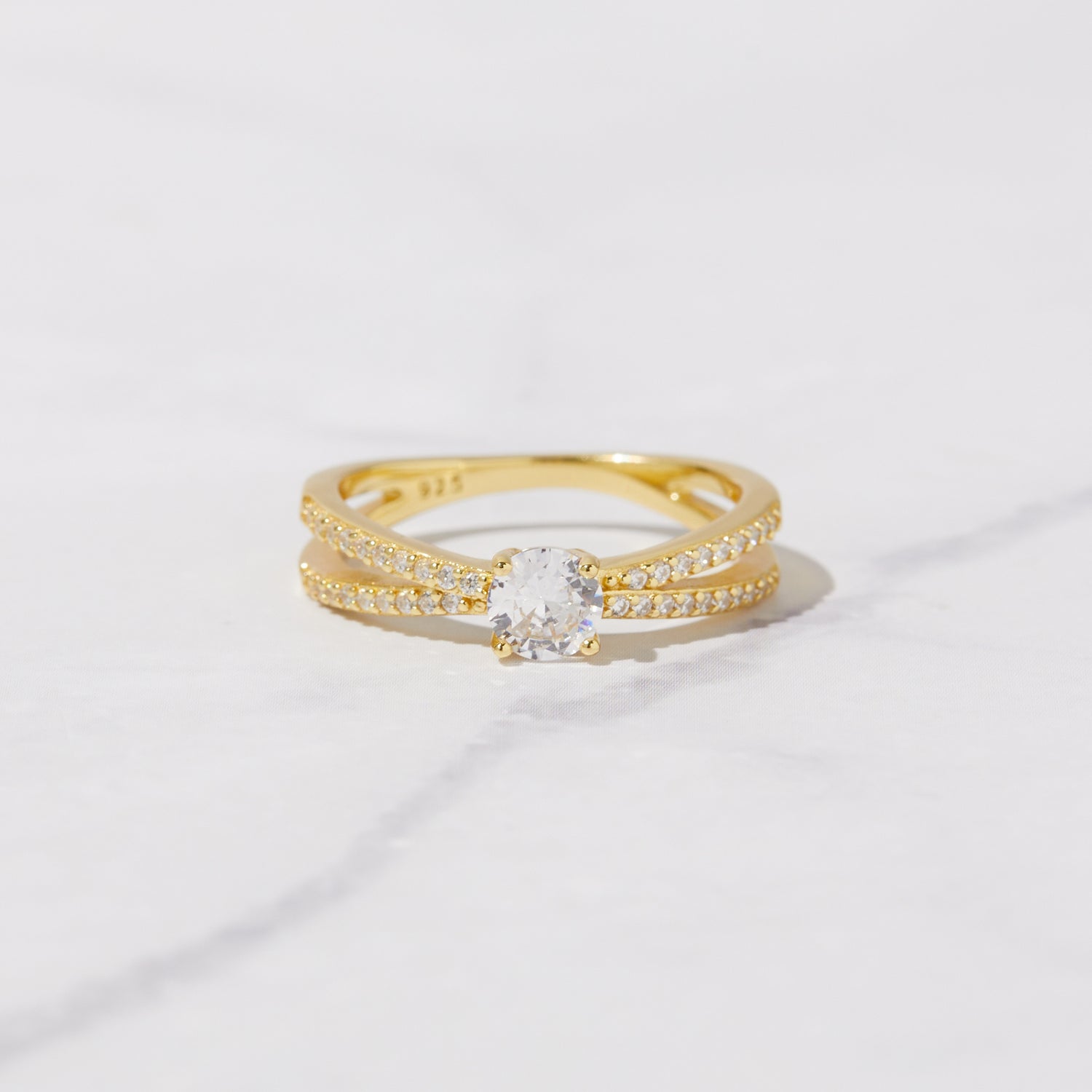 Double Shank Diamond Ring